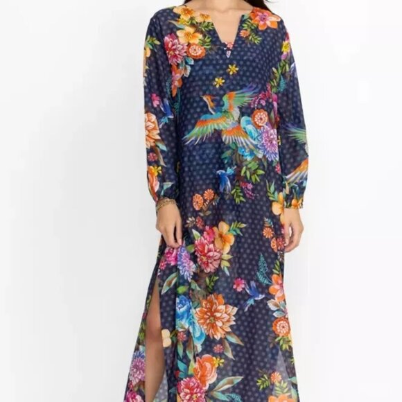 Johnny Was Dresses & Skirts - NWT Johnny Was Ocean Dreamer Puff Sleeve Maxi Cover-up